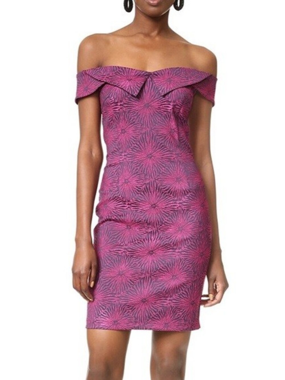 Opening Ceremony Medallion Jacquard Mini Dress Off Shoulder Pink Blue Size 4